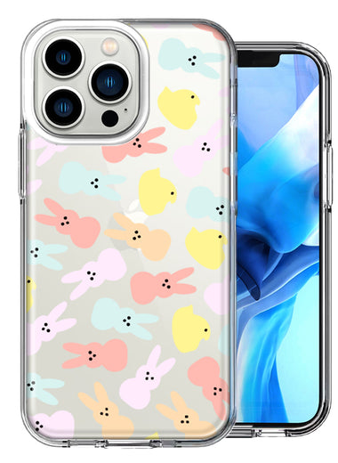 Apple iPhone 13 Pro Pastel Easter Polkadots Bunny Chick Candies Double Layer Phone Case Cover