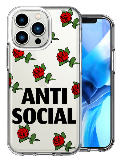Apple iPhone 13 Pro Anti Social Roses Design Double Layer Phone Case Cover