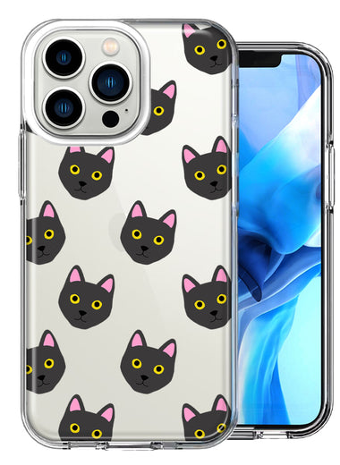 Apple iPhone 13 Pro Black Cats Polkadots Design Double Layer Phone Case Cover