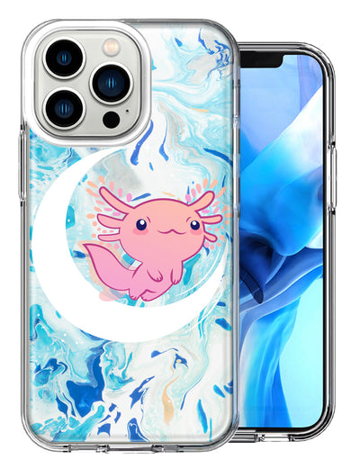Apple iPhone 13 Pro Pink Axolotl Moon Design Double Layer Phone Case Cover