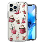 Apple iPhone 14 Pro Max Coffee Lover Valentine's Hearts Pink Drink Latte Design Double Layer Phone Case Cover