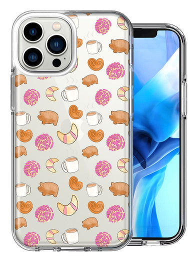 Apple iPhone 13 Pro Max Mexican Pan Dulce Cafecito Coffee Concha Polka Dots Double Layer Phone Case Cover