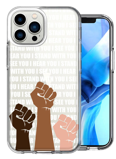 Apple iPhone 13 Pro Max BLM Equality Stand With You Double Layer Phone Case Cover