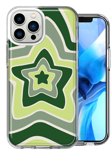 Apple iPhone 13 Pro Max Matcha Green Tea Stars Design Double Layer Phone Case Cover