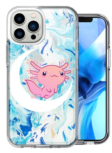 Apple iPhone 13 Pro Max Pink Axolotl Moon Design Double Layer Phone Case Cover