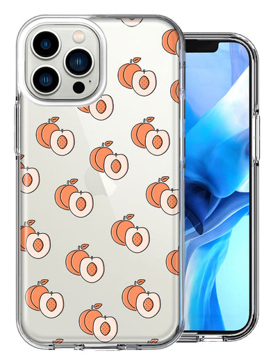 Apple iPhone 13 Pro Max Polkadot Peaches Design Double Layer Phone Case Cover