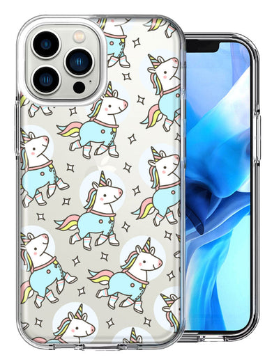 Apple iPhone 15 Pro Max Cute Space Unicorns Design Double Layer Phone Case Cover