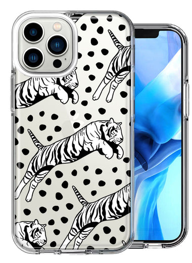 Apple iPhone 13 Pro Max Tiger Polkadots Design Double Layer Phone Case Cover