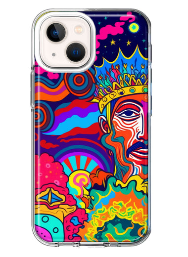 Apple iPhone 13 Neon Rainbow Psychedelic Indie Hippie Indie King Hybrid Protective Phone Case Cover
