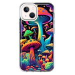 Apple iPhone 13 Mini Neon Rainbow Psychedelic Indie Hippie Mushrooms Hybrid Protective Phone Case Cover