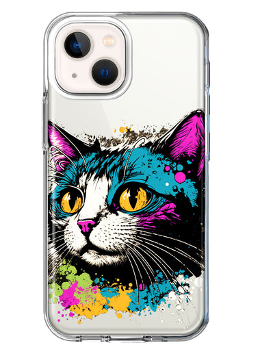 Apple iPhone 13 Cool Cat Oil Paint Pop Art Hybrid Protective Phone Case Cover