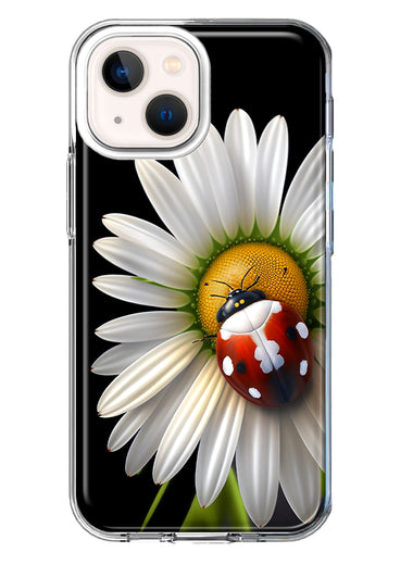 Apple iPhone 13 Mini Cute White Daisy Red Ladybug Double Layer Phone Case Cover