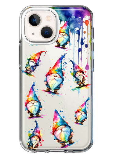 Apple iPhone 13 Neon Water Painting Colorful Splash Gnomes Hybrid Protective Phone Case Cover