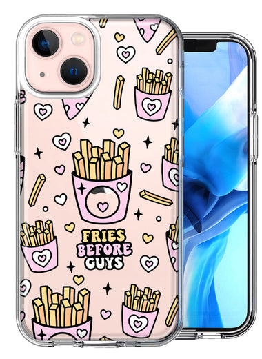 Apple iPhone 14 Cute Valentine Pink Love Hearts Fries Before Guys Double Layer Phone Case Cover