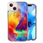 Apple iPhone 15 Colorful Feather Paint Double Layer Phone Case Cover