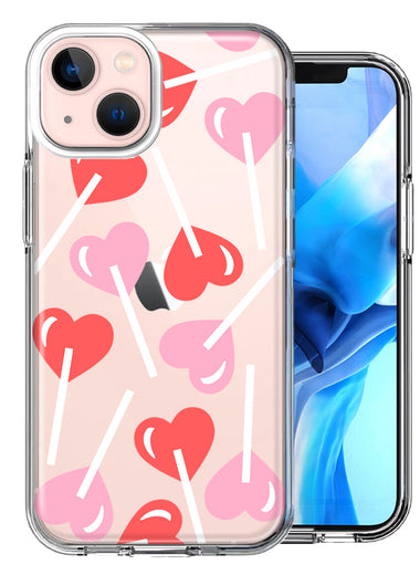 Apple iPhone 14 Plus Heart Suckers Lollipop Valentines Day Candy Lovers Double Layer Phone Case Cover