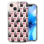 Apple iPhone 14 Pink Horror Valentine Character Ghostface Boyfriend Call Me Hearts Double Layer Phone Case Cover