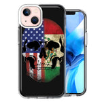 Apple iPhone 15 US Mexico Flag Skull Double Layer Phone Case Cover