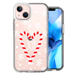 Apple iPhone 15 Winter Joy Snow Peppermint Candy Cane Heart Festive Christmas Double Layer Phone Case Cover