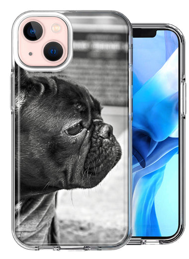 Apple iPhone 15 Plus Black French Bulldog Double Layer Phone Case Cover
