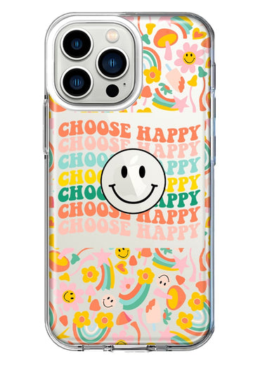 Apple iPhone 13 Pro Choose Happy Smiley Face Retro Vintage Groovy 70s Style Hybrid Protective Phone Case Cover