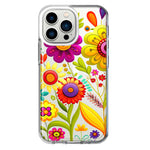 Apple iPhone 13 Pro Colorful Yellow Pink Folk Style Floral Vibrant Spring Flowers Hybrid Protective Phone Case Cover