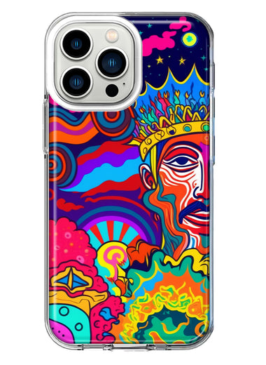 Apple iPhone 13 Pro Neon Rainbow Psychedelic Indie Hippie Indie King Hybrid Protective Phone Case Cover