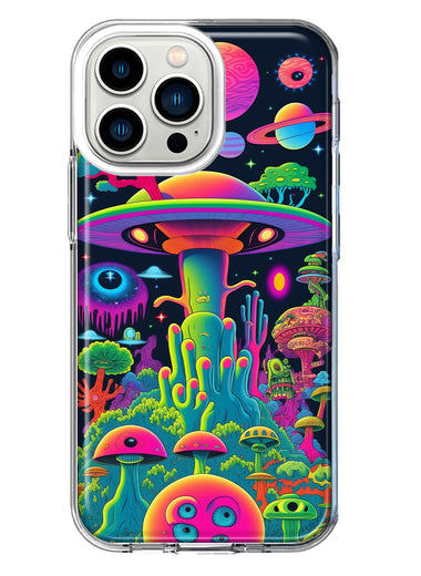 Apple iPhone 13 Pro Neon Rainbow Psychedelic UFO Alien Planet Hybrid Protective Phone Case Cover