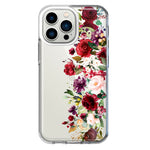 Apple iPhone 13 Pro Red Summer Watercolor Floral Bouquets Ruby Flowers Hybrid Protective Phone Case Cover