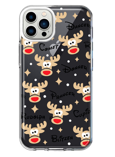 Apple iPhone 13 Pro Red Nose Reindeer Christmas Winter Holiday Hybrid Protective Phone Case Cover