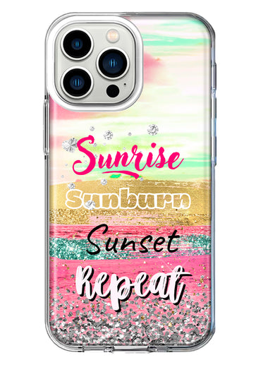 Apple iPhone 13 Pro Summer Brush Strokes Sunrise Sunburn Sunset Repeat Hybrid Protective Phone Case Cover