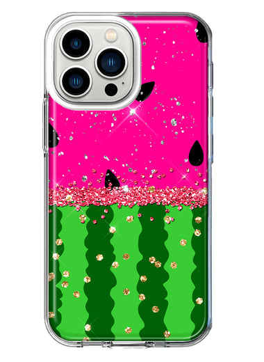 Apple iPhone 13 Pro Summer Watermelon Sugar Vacation Tropical Fruit Pink Green Hybrid Protective Phone Case Cover
