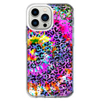 Apple iPhone 13 Pro Vibrant Pink Purple Tie Dye Summer Leopard Swirl Rainbow Hybrid Protective Phone Case Cover