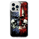 Apple iPhone 13 Pro American USA Flag Skulls Blue Red Double Layer Phone Case Cover