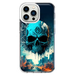 Apple iPhone 13 Pro Blue Apocalypse Cyberpunk Skull Feather Double Layer Phone Case Cover