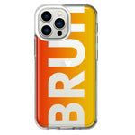 Apple iPhone 13 Pro Orange Red Clear Funny Text Quote Bruh Hybrid Protective Phone Case Cover