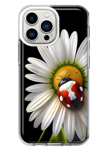 Apple iPhone 13 Pro Cute White Daisy Red Ladybug Double Layer Phone Case Cover