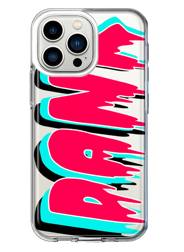 Apple iPhone 13 Pro Teal Pink Clear Funny Text Quote Dank Hybrid Protective Phone Case Cover