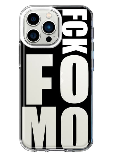 Apple iPhone 13 Pro Black Clear Funny Text Quote Fckfomo Hybrid Protective Phone Case Cover