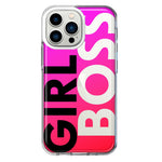 Apple iPhone 13 Pro Pink Clear Funny Text Quote Girl Boss Hybrid Protective Phone Case Cover