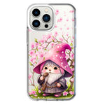 Apple iPhone 13 Pro Cute Pink Cherry Blossom Gnome Spring Floral Flowers Double Layer Phone Case Cover