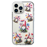 Apple iPhone 13 Pro Cute Pink Purple Cosmos Flowers Gnomes Spring Floral Double Layer Phone Case Cover