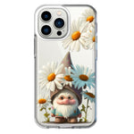 Apple iPhone 13 Pro Cute Gnome White Daisy Flowers Floral Hybrid Protective Phone Case Cover