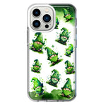 Apple iPhone 13 Pro Gnomes Shamrock Lucky Green Clover St. Patrick Hybrid Protective Phone Case Cover