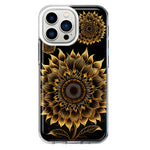Apple iPhone 13 Pro Mandala Geometry Abstract Sunflowers Pattern Hybrid Protective Phone Case Cover