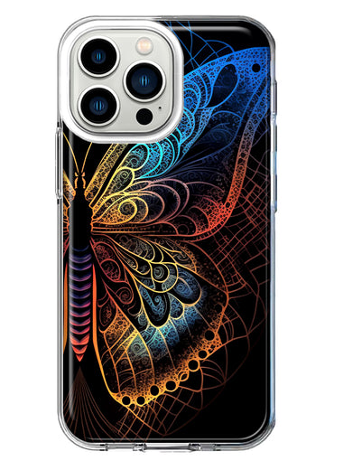 Apple iPhone 13 Pro Mandala Geometry Abstract Butterfly Pattern Hybrid Protective Phone Case Cover
