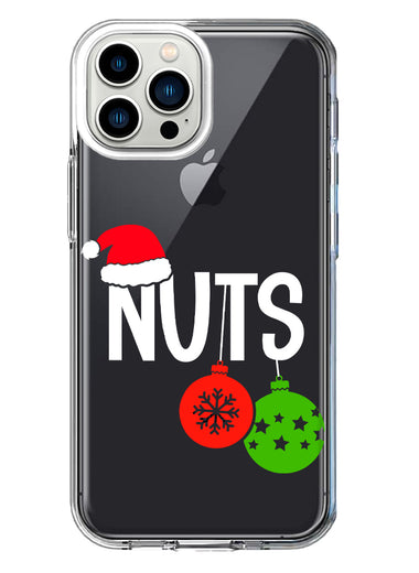 Apple iPhone 13 Pro Max Christmas Funny Couples Chest Nuts Ornaments Hybrid Protective Phone Case Cover