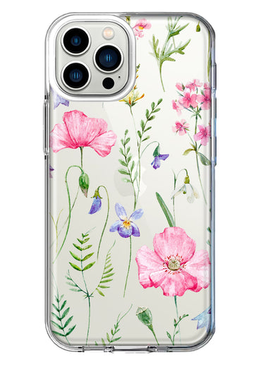 Apple iPhone 13 Pro Max Spring Pastel Wild Flowers Summer Classy Elegant Beautiful Hybrid Protective Phone Case Cover