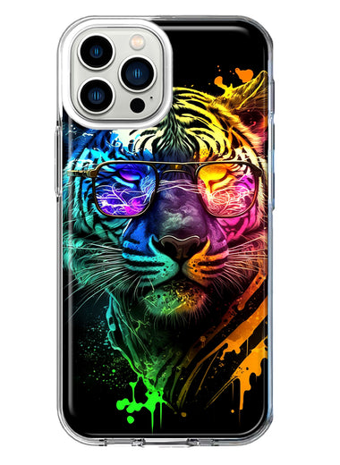 Apple iPhone 13 Pro Max Neon Rainbow Swag Tiger Hybrid Protective Phone Case Cover