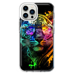 Apple iPhone 12 Pro Max Neon Rainbow Swag Tiger Hybrid Protective Phone Case Cover